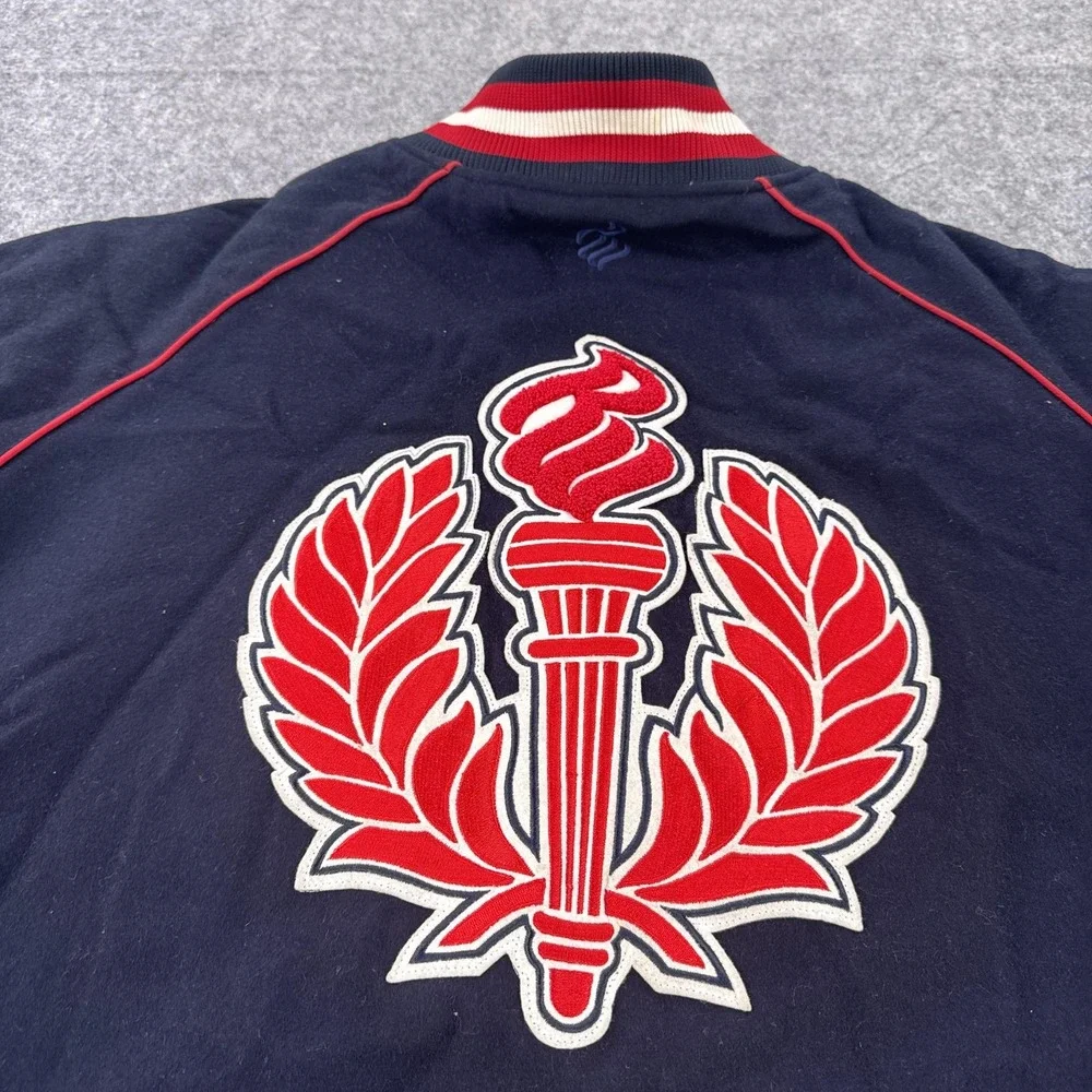 Rocawear Jacket Mens 4XL Navy Wool Blend Varsity Bomber Full Zip Quilted Lined